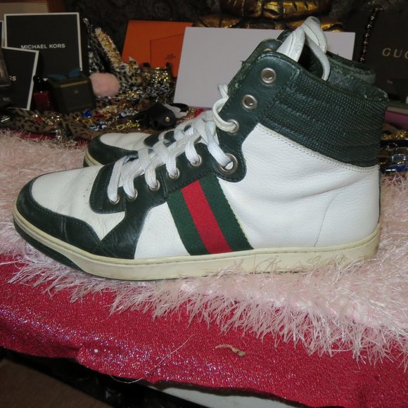 Gucci Other - Vintage GUCCI Mens 8 C High Top Lace Up Sneakers GG logo with Gucci band